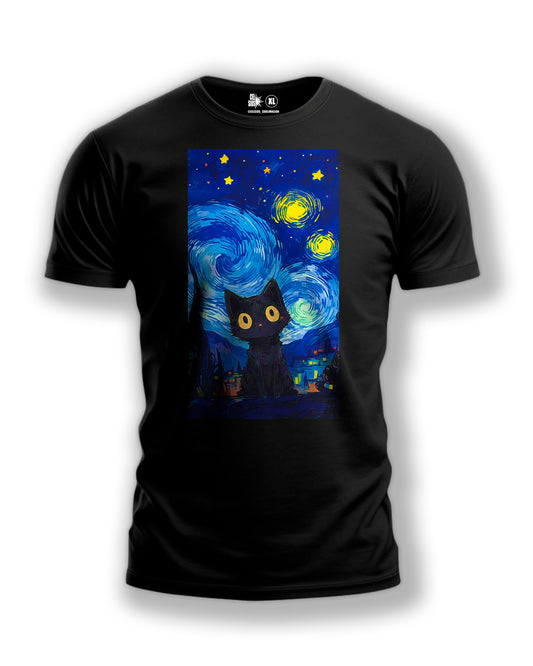 Polera GATITO Y LA NOCHE DE VAN GOGH